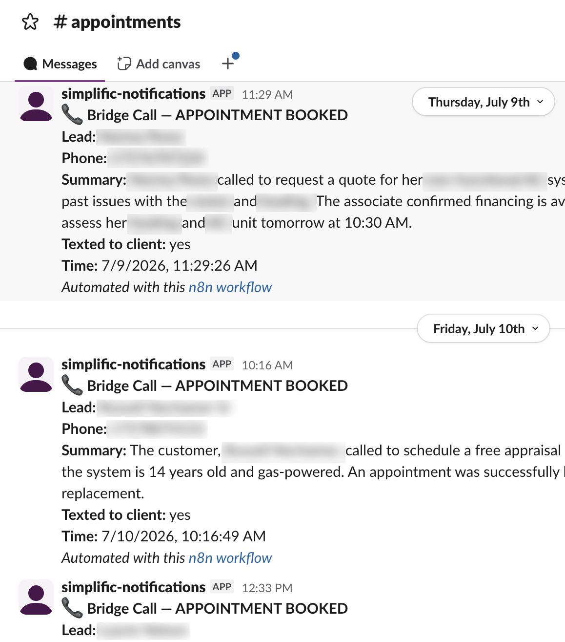Appointment booked notifications